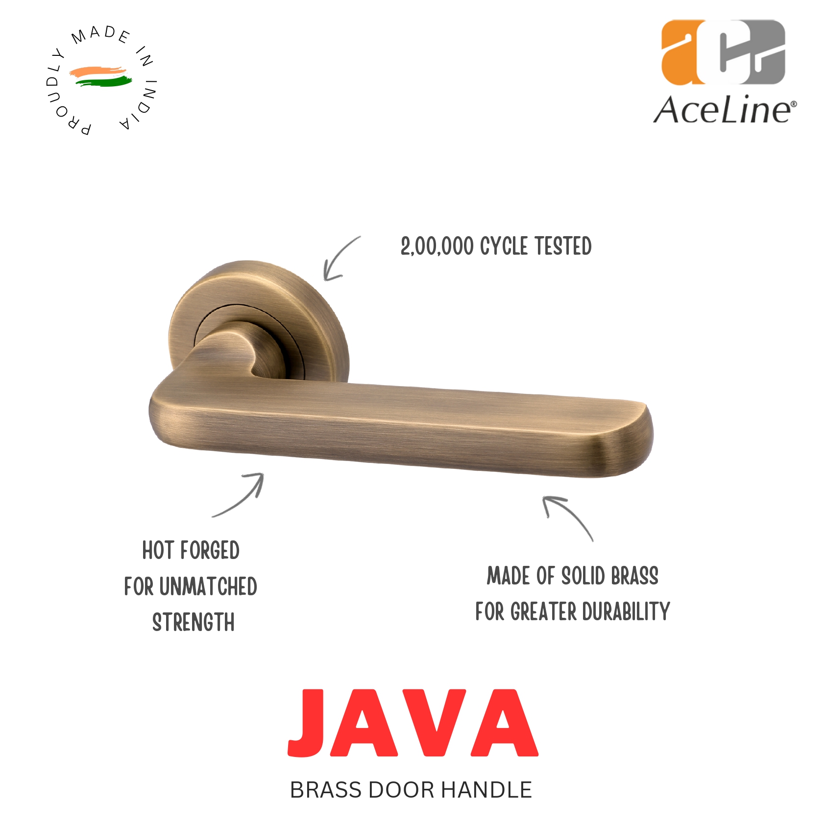 Hot forged brass door handle